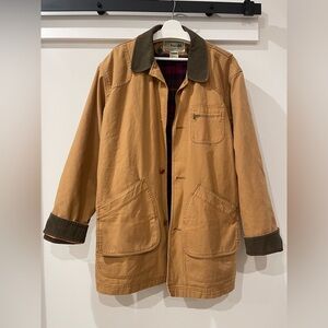 Vintage LL Bean Chore Coat & Flannel Liner Size Large Tall Canvas Field Jacket